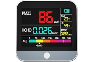 PINOTEC 8-in-1 Professional Indoor Air Quality Monitor Indoor Portable PM2.5/PM1 /PM10 Monitor | Temperature | Formaldehyde Detector AQI+Humidity TVOC | Air Quality Tester - Confined Space Clean Air Monitor
