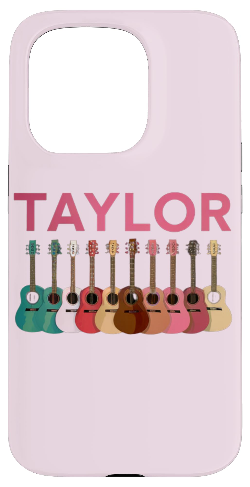 Taylor Personalized Name I Love Taylor Guitar Pink Case for iPhone 15 Pro
