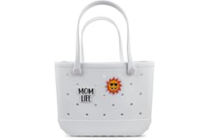 Jesslynne Beach Rubber Bag Tote Bag,Extra Large Waterproof Travel Women Handbag with Charms for Sports Beach Groceries Pool