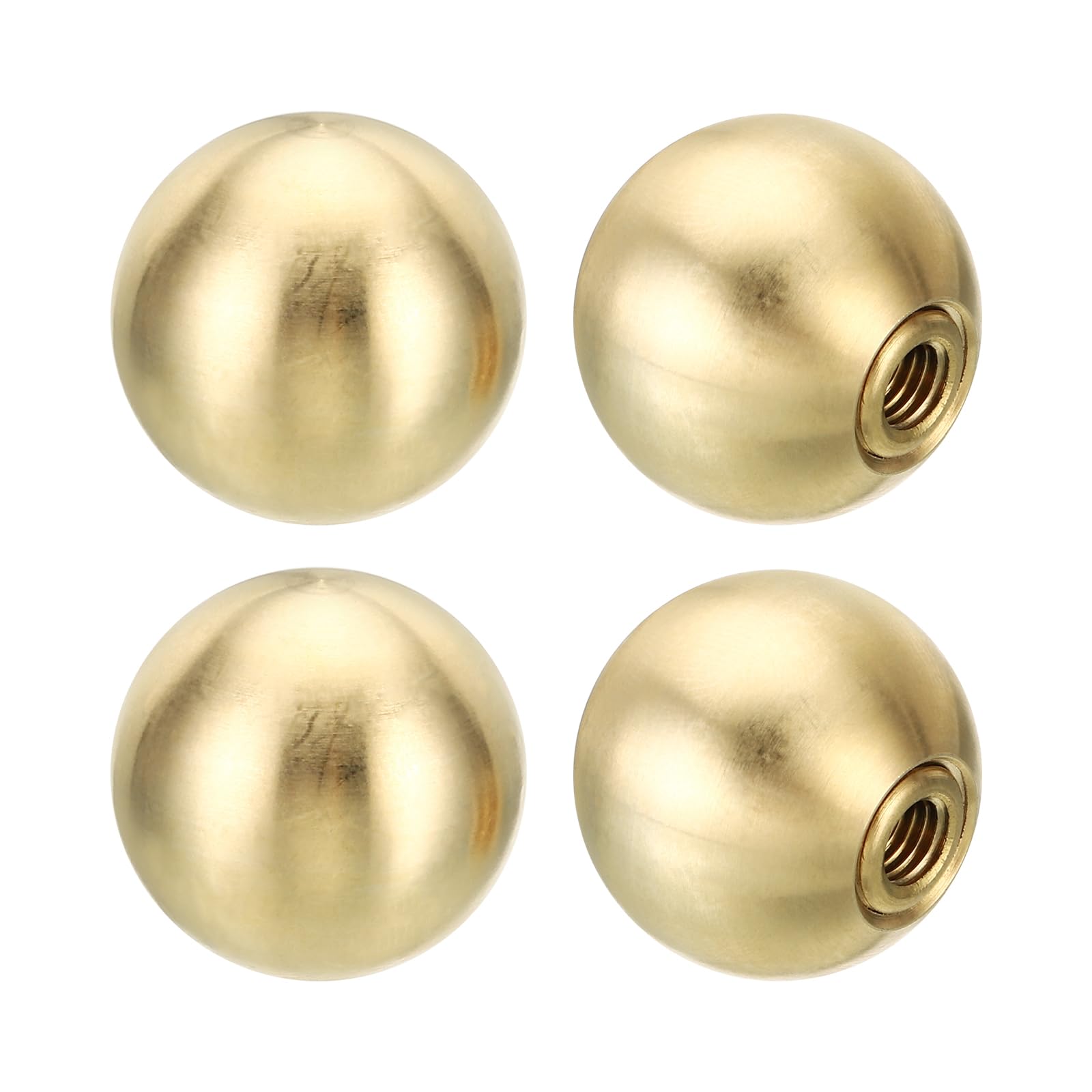 PATIKIL 25mm Ball Lamp Finials Caps Knob, 4 Set Solid Brass Lamp Shade Top Decoration Screw Cap Nuts with Brass Reducing Adapter for Table Floor Lamps