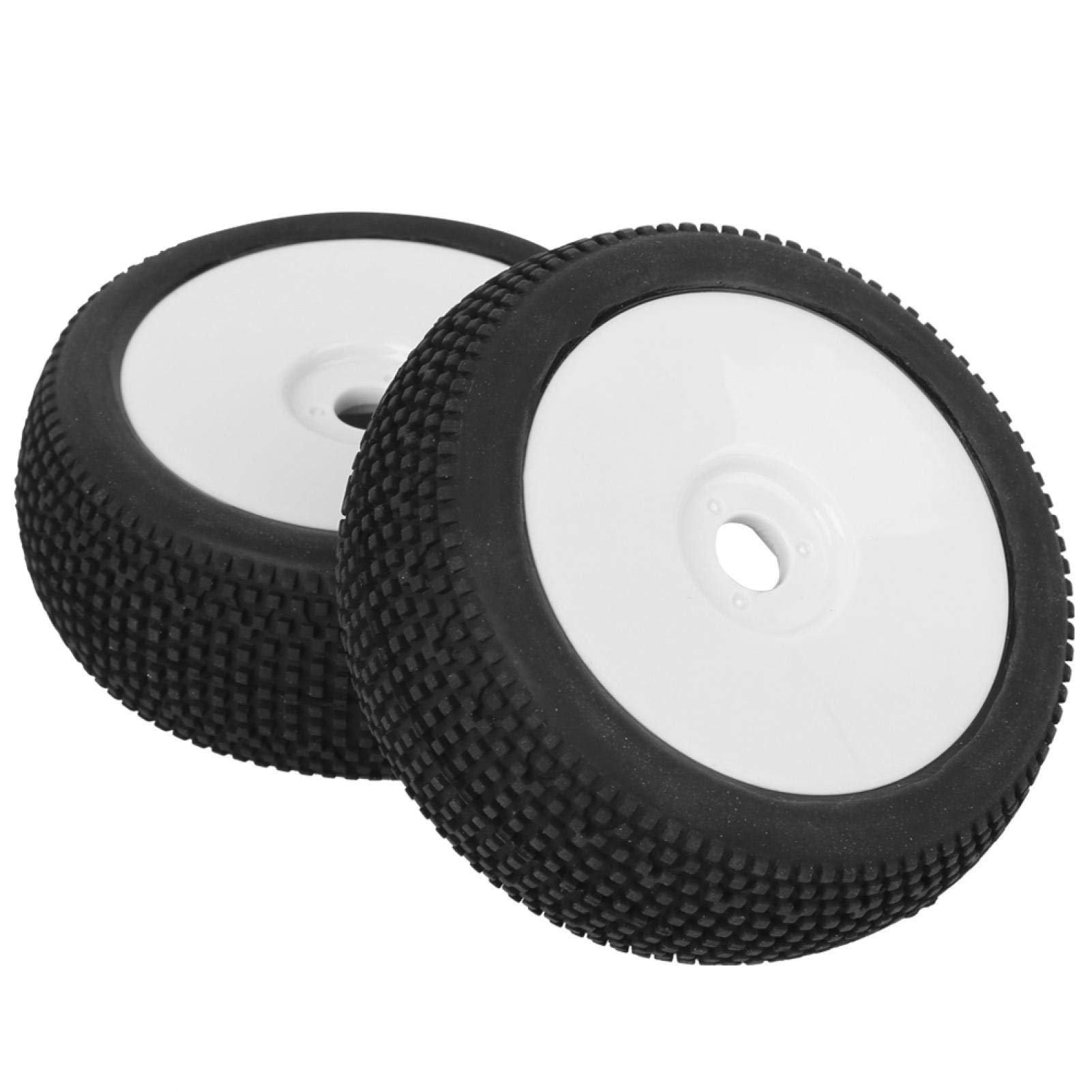 Demeras 2pcs RC Rubber Tires Car Wheel 17mm Hex Wheel Hub Tire for 1/8 RC Truck Off-Road Model Crawler Car (white)