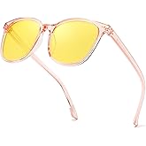 Myiaur Polarized Night Vision Glasses for Women, Anti Glare Driving Vision Glasses with Yellow Lens, UV400 Protection