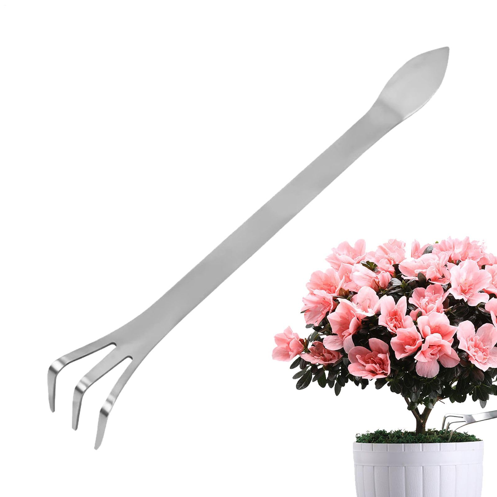 VIFERR Bonsai Rake Stainless Steel Root Rake 3-Prong Loosen Soil Bonsai Tree Tools with Ergonomic Handle Gardening Tools