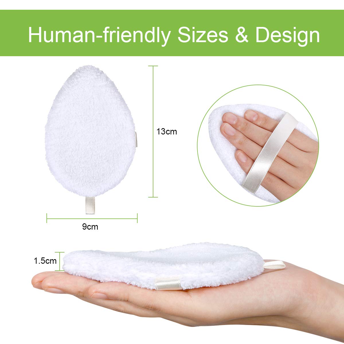 Reusable Cotton Pads 4Packs,Makeup Remover Washable Bamboo Cosmetic Pad with Laundry Bag（White）