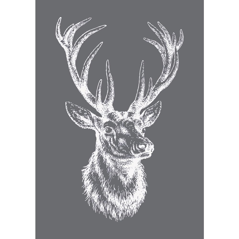 Rayher Set of Mask Stencil and Craft Squeegee for Paper Crafts, Cardmaking and Painting, Reusable Silk Screen Template with Red Stag Design, 14.8x21cm, 45062000
