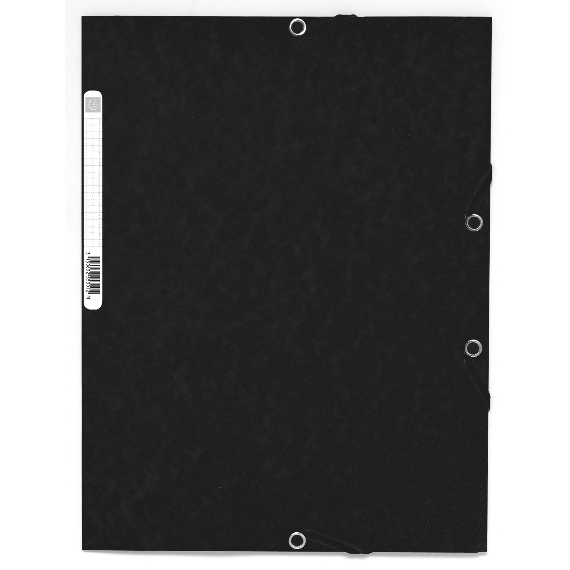 Exacompta - Ref 55301E - Elasticated 3-Flap Folders - Suitable for Holding A4 Documents, 355gsm Glossy Card, Label on Back for Identification - Black (Pack of 10)