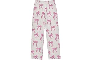 PDYRLEN Pajama Bottoms, Cute Bows Pajamas Pant Sleep Long Pants Lounge Wear Elastic Waist Sleepwear Soft Pjs