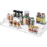 mDesign Large Plastic Adjustable, Expandable Kitchen Cabinet, Pantry, Step Shelf Organizer/Spice Rack with 3 Tiered Levels of