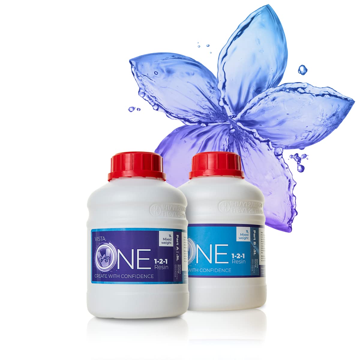 Vista One - Epoxy Resin Craft Kit - 1 to 1 Resin - Crystal Clear Epoxy Resin & Hardener - 100% UV Stable Non-Toxic - Perfect for Jewellery and Crafts (500ml A 500ml B) SIZE 1L