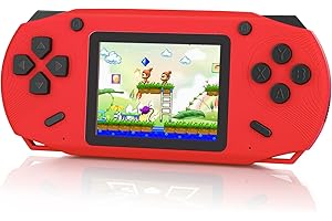 GREENCREEK 16 Bit Handheld Game for Kids, 3.0'' Large Screen Retro Gaming Player, Preloaded 200 HD Retro Kids Games with 2 Cartridges for Birthday Gift, Video Games for Boys & Girls Aged 4-12(Red)