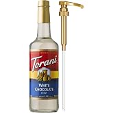Torani Coffee Syrup, White Chocolate Flavor, Pump Included, 25.4 Fl Oz | Sweeten &amp; Add Decadent Flavoring to Caf&eacute;-Style Drinks &amp; Desserts | Made with Pure Cane Sugar | Coffee Bar Essentials