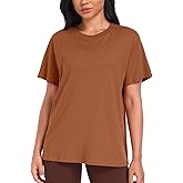 HeyNuts Women's Pima Cotton Short Sleeve Shirts Workout Basic Tee Casual Crew Neck T-Shirts Loose Tops