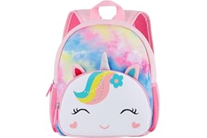 KK CRAFTS Preschool Backpack Toddler Neoprene Animal Waterproof Schoolbag Lunch backpack for Kids Boys Girls(Tiedye Unicorn)