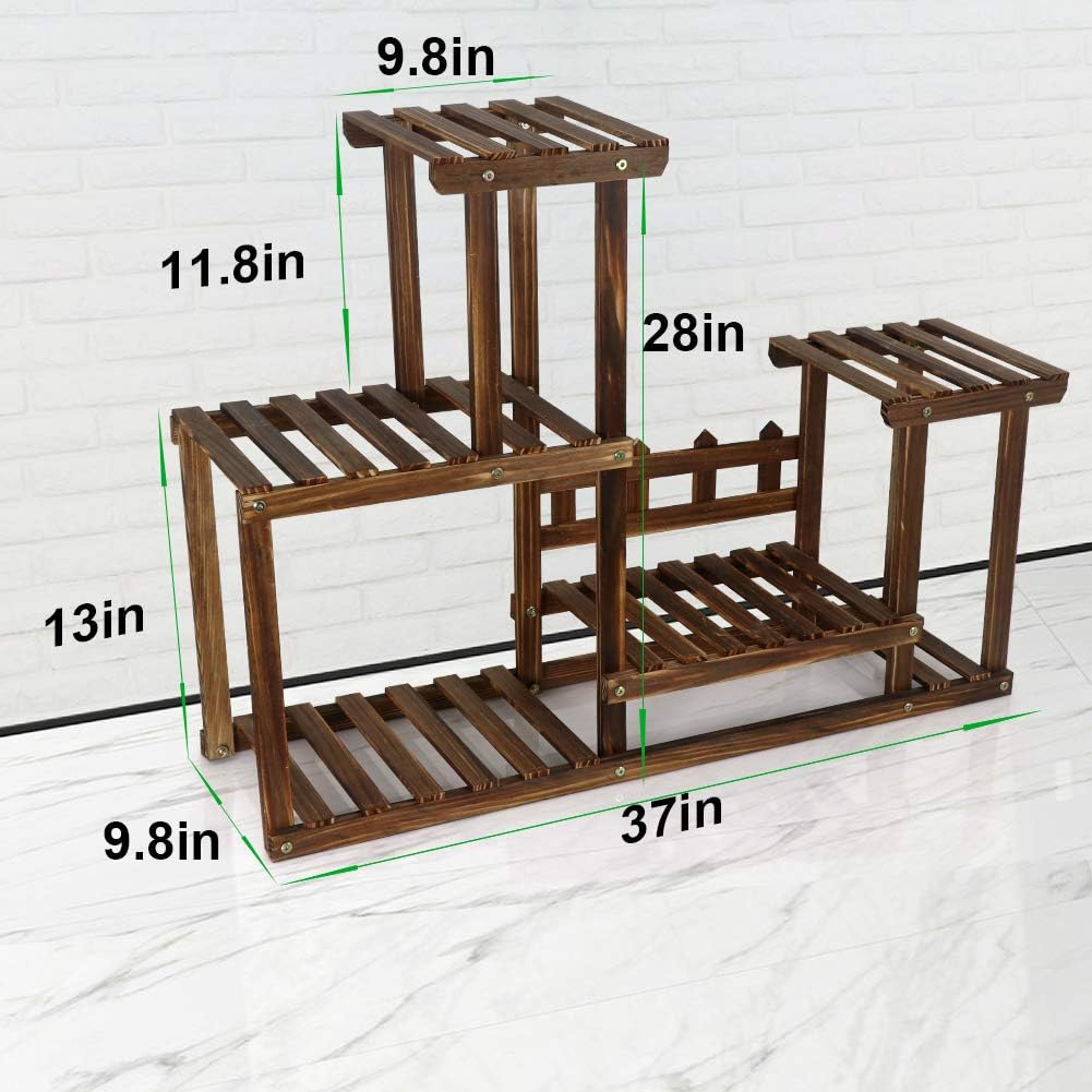 Foldify Pine Wood Plant Stand Indoor Outdoor Multiple Flower Pot Holder Shelf Rack Higher and Lower Planter Display Shelving Unit in Garden Balcony Patio Living Room(7-9 Flowerpots) : Garden & Outdoor