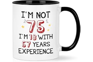YHRJWN 75th Birthday Gifts for Women Men, I'M Not 75 Mug, Funny 75th Birthday Gifts for Grandma, Grandpa, Mom, Dad, Friends, Family, Gifts for 75 Year Old Women, 75th Birthday Gift Ideas, 11 Oz