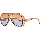 FEISEDY Retro Oversized Aviator Sunglasses Womens Men Trendy Vintage 70s Style Big Square Shield B0344