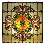 Chloe Lighting Stained Glass Victorian Window Panel 25X25