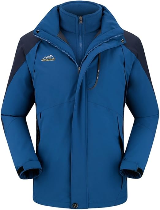 Menâs 3 In 1 Water Resistant Jacket -Adjustable Hood,Hem And Cuffs Windproof Outdoor Sportswear 