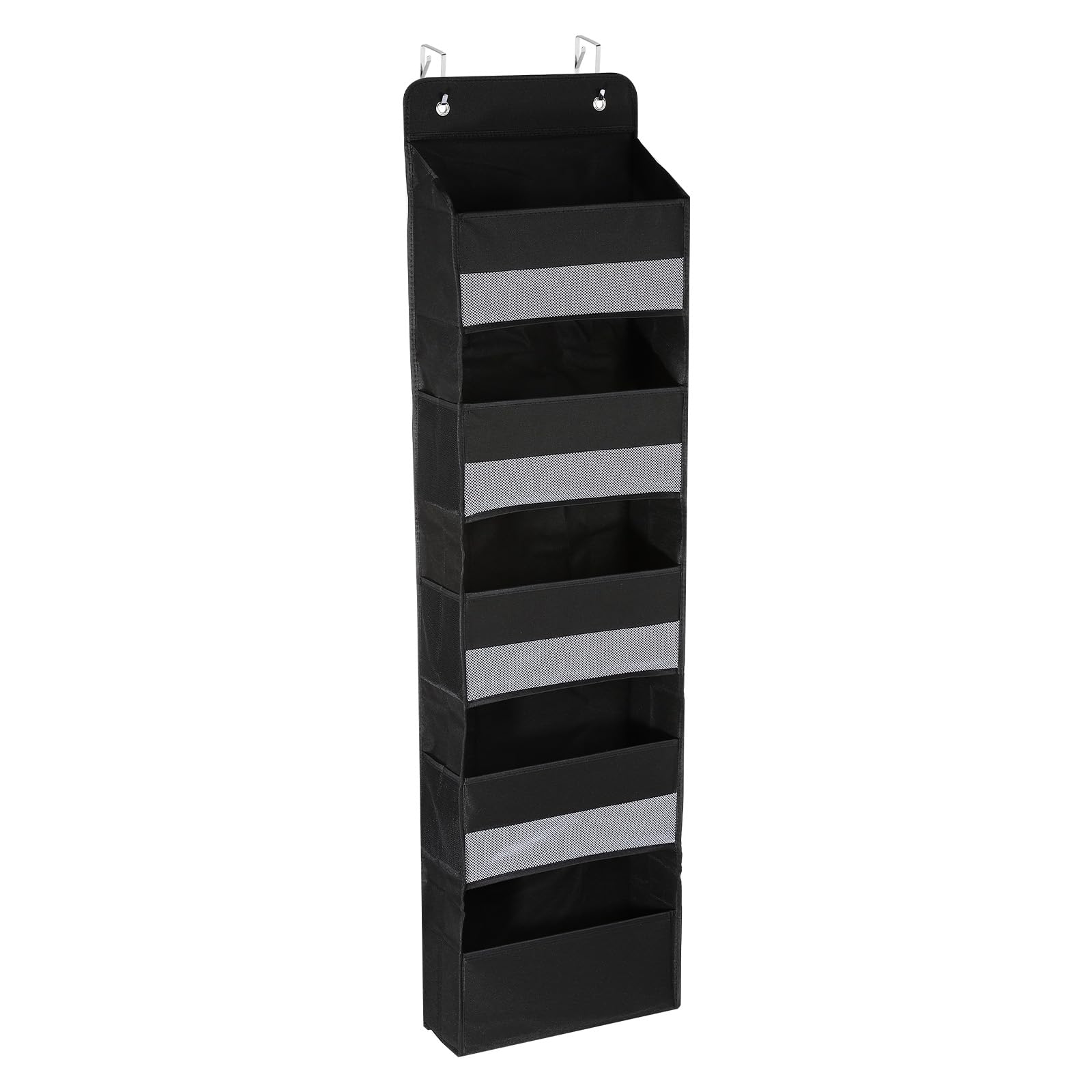 PATIKIL Over The Door Shoe Organizer Hanging Rack Storage with 5 Large Pockets & 6 Side Pockets Wall Mount 35 lbs Weight Capacity for Door Wall Closet Shoes, 5 Layer, Black