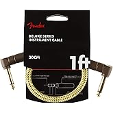 Fender Deluxe Series Instrument Cable 1 FootAngle-Angle, Tweed
