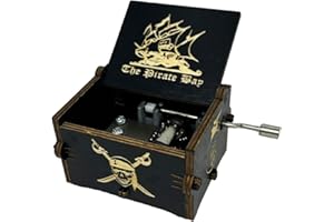 YOUTANG Pirates of The Caribbean Music Box Hand Crank Musical Box Carved Wooden,Play (Davy Jone's Theme, Black)