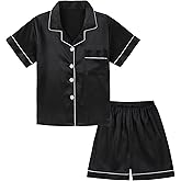 DIPUG Girls Silk Pajamas Set Satin Pjs for Kids Comfortable Nights Sleepwear