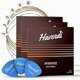 HAVENDI&reg; Acoustic Guitar Strings 80/20 Bronze Coating I Brilliant Sound Quality I Includes 3 Picks (Light 12-53, 3 Set)