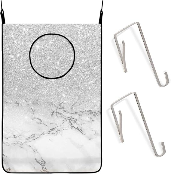 Wäschekorb zum Aufhängen, modern, grau/silberfarben, glitzernd, Ombre