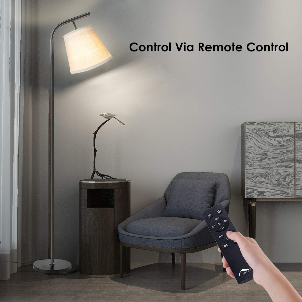 Wellwerks Arc Floor Lamps, Super Bright LED Torchiere Metal Floor Lamps, LED Floor Light with Remote Control，Standing Lamp with Stepless Dimmer for Living Room, Office and Bedroom - - 