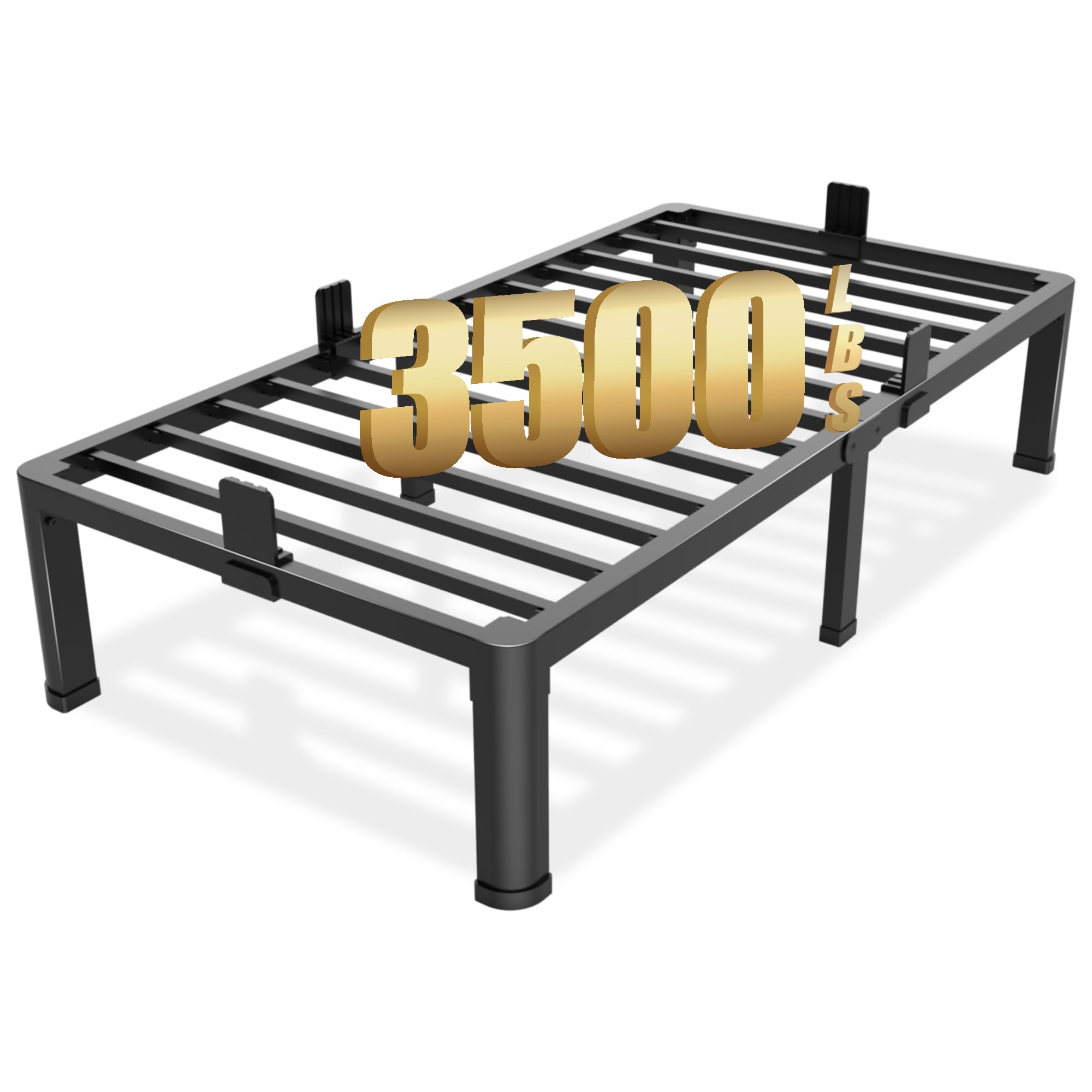 Photo 1 of Yitong Angel 14 inch Twin Bed Frame with Round Corner Legs Mattress Slide Stopper,3500 lbs Heavy Duty Metal Platform,No Box Spring Needed,Steel Slat Support,Easy Assembly,Noise Free