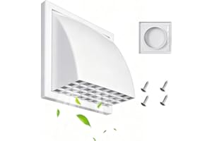 4 Inches Wall Mount Exhaust Vent Cap with Rain Flap, White (100mm) Outdoor Air Vent Hood, Wall Vent Cover, HVAC Dryer Vent Du