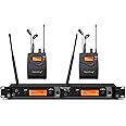 DEPUSHENG TX2 Wireless in Ear Monitor System, 2-Channel Wireless IEM System, Metal IEM w/ 2 Bodypacks, Rack Mount