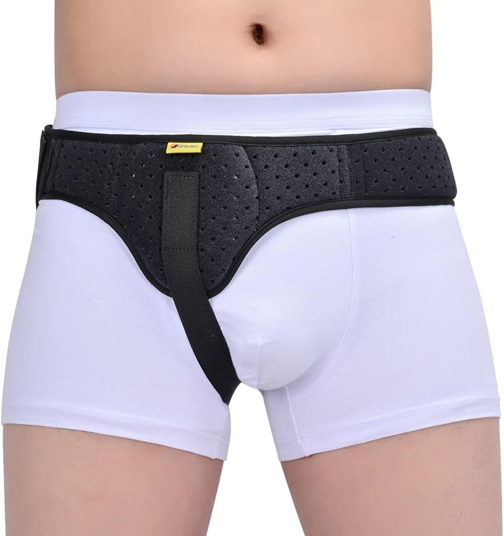Tenbon Hernia Belt Truss Adjustable Left or Right Side Support Black M