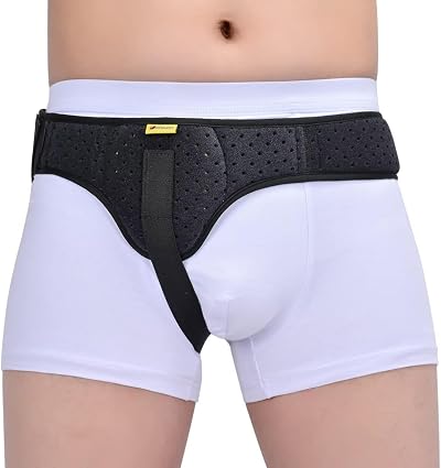 Tenbon Hernia Belt Truss Adjustable Left or Right Side Support Black M