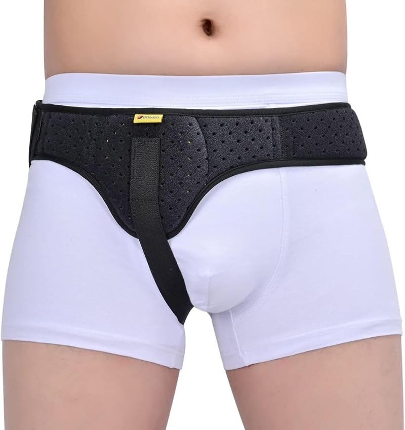 Tenbon Hernia Belt Truss Adjustable Left or Right Side Support Black M
