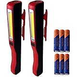 Hotshot Lights 2-Pack Dual LED Magnetic Flashlights with AAA Batteries - Heavy Duty Magnetic Pivoting Clip, 160 Bright Lumens, Durable Pen Work Light