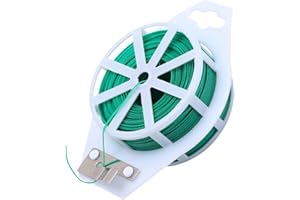 GSM Brands Twist Ties: 328 Feet Plastic Coated Wire to Tie Garden Plant or Office Cable with Convenient, Built-in Cutter (Gre