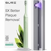 SURI 1.0 Sonic Electric Toothbrush with UV Cleaning Travel Case | 1 Month+ Battery | Designed in California | Electric Toothbrush for Adults | Travel Toothbrushes | Tooth Brush | Green