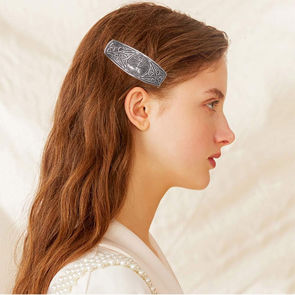 TEAMER Fashion Vintage Celtic Knot Hair Clip Metal Barrettes Hair Accessories Pattern Engraved Headwear Styling Gifts for Women Girls (Tree of Life - Image 5