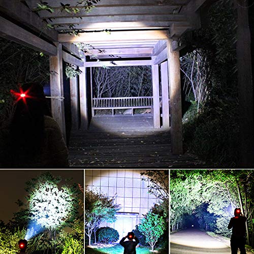 Zoomable Headlamp Flashlight, 18650x2 USB Rechargeable Battery Headlamp-6000 Lumen Brightest 3 LED Lamps Work Headlight, 4 Lighting Modes IP54 Waterproof Headlamp for Camping, Hiking, Hunting Outdoors