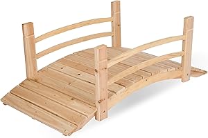 Shine Company 4980N 4 Ft. Cedar Wood Garden Bridge with Side Rails, Natural