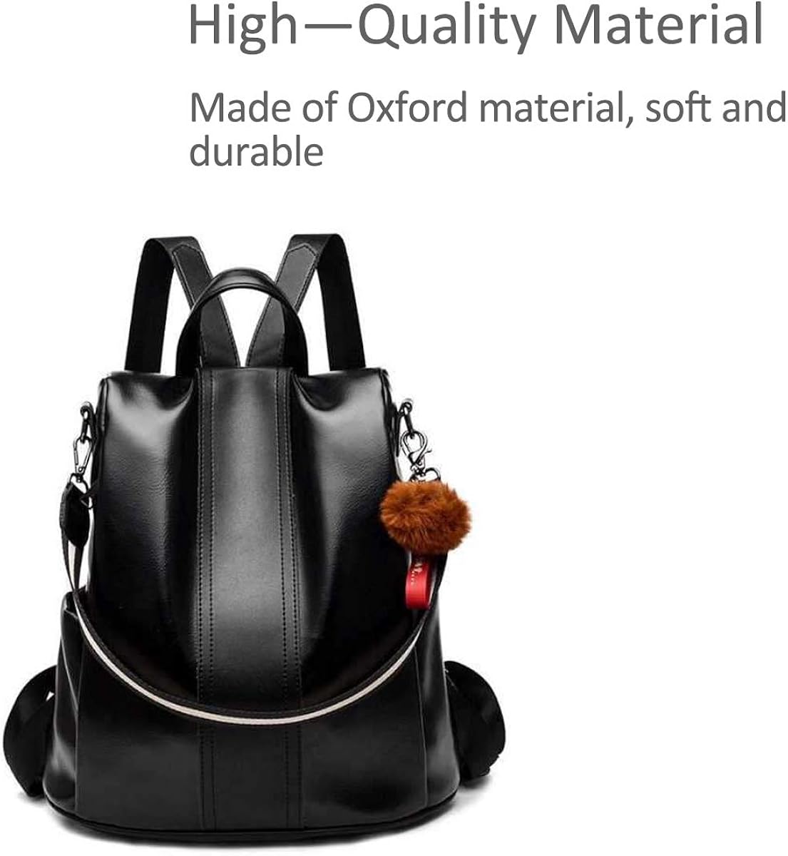 NICOLE & DORIS Women Fashion Backpack for Ladies Casual Rucksack Nylon School Bags Waterproof Anti-Theft Daypack Shoulder Bag Large Capacity Black - Image 4