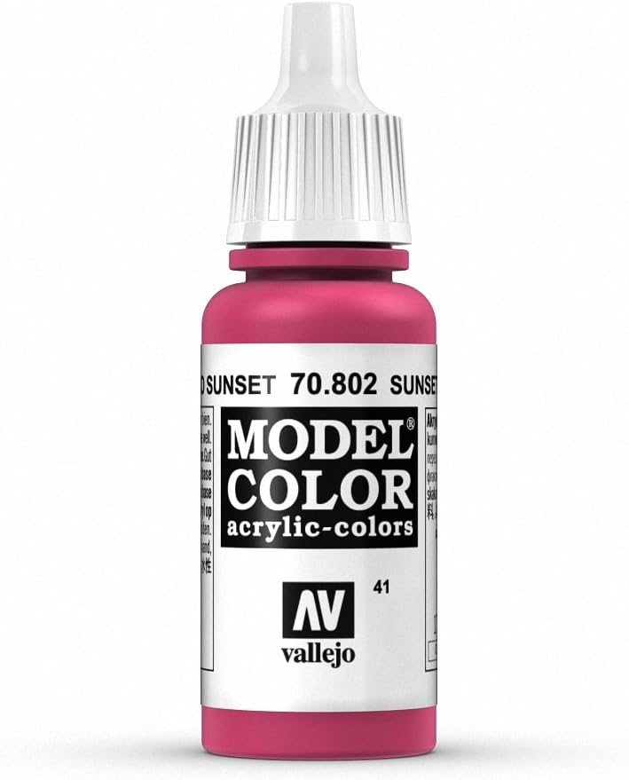 Vallejo Model Color Sunset Red 17 ml Acrylic Paint Waterbased Brush