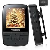 Yoton MP3 Player with Bluetooth 5.2, 64GB, HiFi-Music, with Sports Clip and Independent Volume Button, FM Radio, Earphones Included