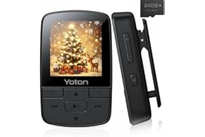 Yoton MP3 Player with Bluetooth 5.2, 64GB, HiFi-Music, with Sports Clip and Independent Volume Button, FM Radio, Earphones Included
