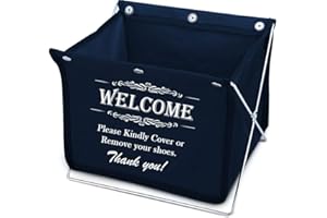 AAA BEST DEAL Foldable Fabric Storage Box for Disposable Shoe Covers or Booties (Includes 10 Pairs of Shoe Covers)! Great for Realtor Listings and Open Houses. Ideal for Realtors, Contractors, Painters! (Navy Blue)