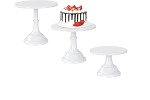 Metal White Round Cake Stand Set 8/10/12 inch Dessert Table Display Perfect for Baby Showers Weddings Birthdays (White)