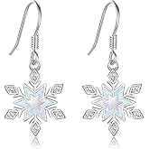Midir&Etain Snowflake Earrings 925 Sterling Silver Winter Dangle Drop Earrings Christmas Jewelry Gift for Women Christmas Stocking Stuffing