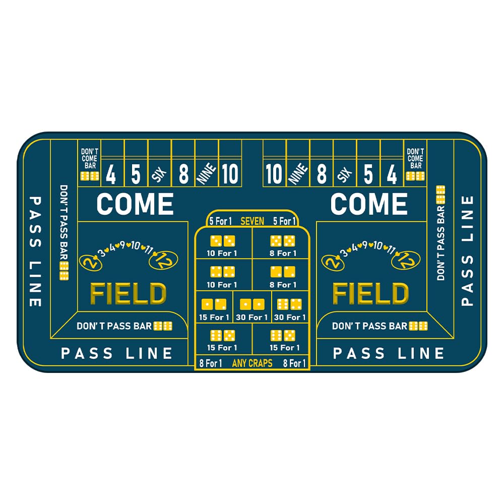 900x 400mm Craps Casino Games Mat, Non-Slip Blackjack Mat, Poker Table Mat Portable Craps Game Setup for Home Game Nights Fundraisers Gatherings