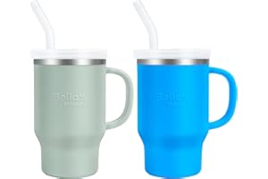 Bella's Friends Handy Mini Tumbler – Adorable 9 oz Toddler Sippy Cup, Stainless Interior & Silicone Body, Leak‑Proof, Dishwasher Safe, Gift for 1-3 Years Old Girls&Boys, 2 Pack, Azure Blue&Seafoam